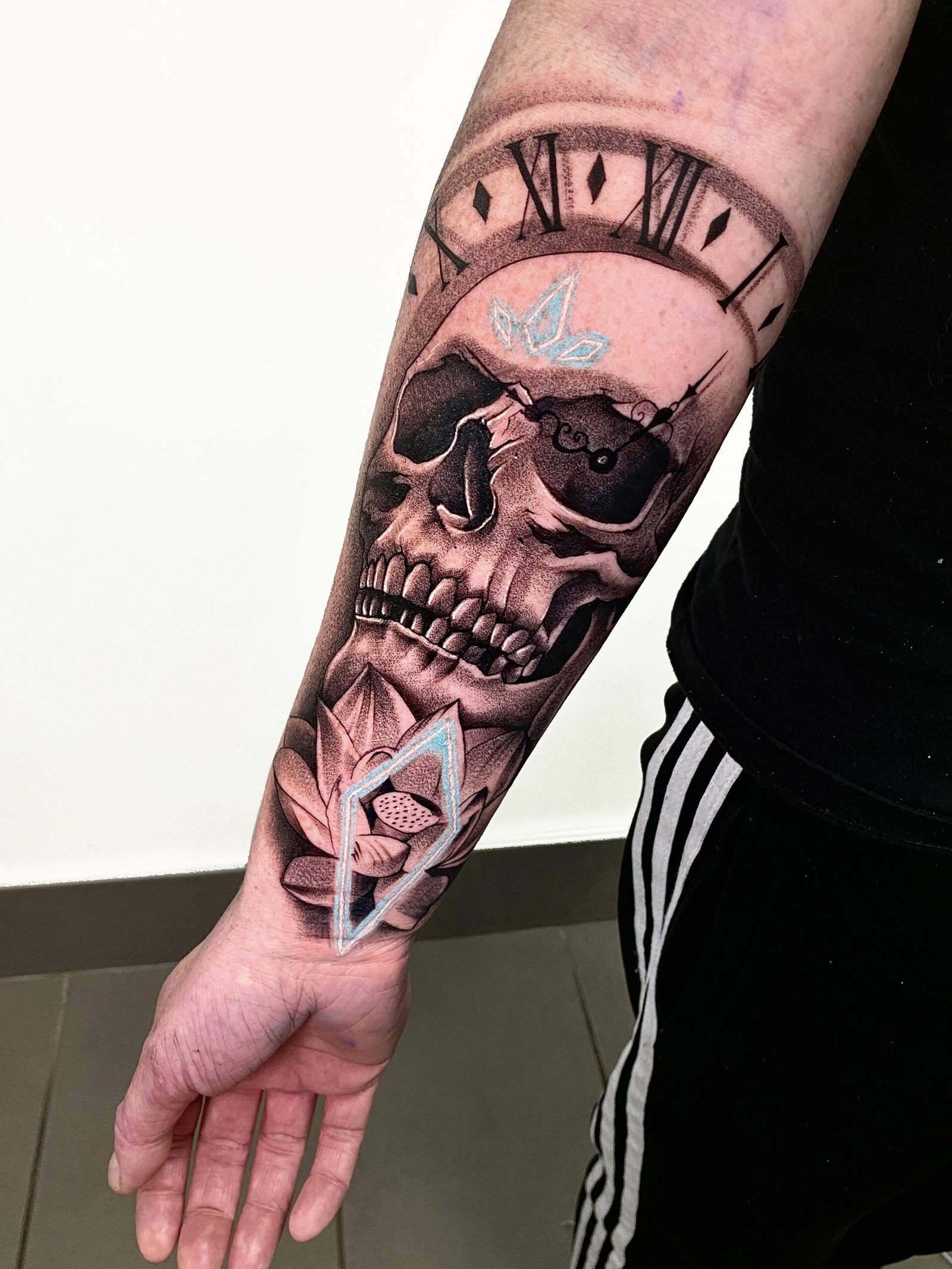 Skull With Clock Tattoo